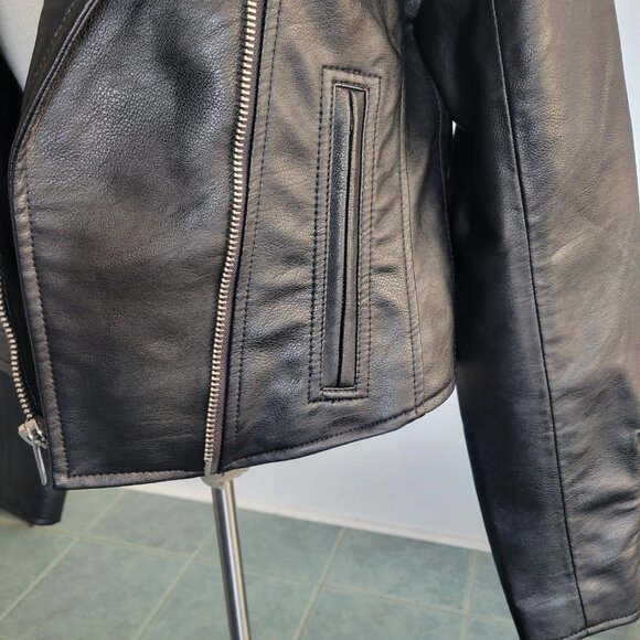 NWOT – Abercrombie & Fitch Black Faux Leather Moto Jacket (Size: M) - Picture 6 of 16